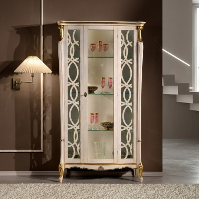 Meubles classiques en bois Vitrine Design Style Étagère Armoire Armoires Mobilier italien neuf