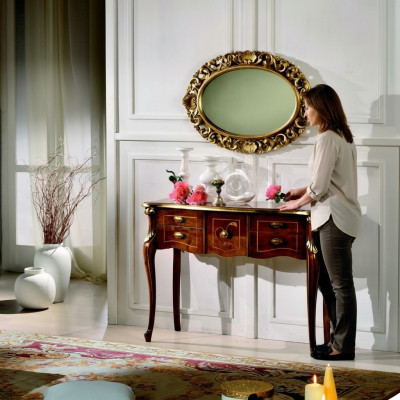 Style de meubles italiens en bois Baroque Ensemble de console de luxe avec miroir et buffet 2 pièces neuf
