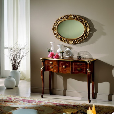 Style de meubles italiens en bois Baroque Ensemble de console de luxe avec miroir et buffet 2 pièces neuf