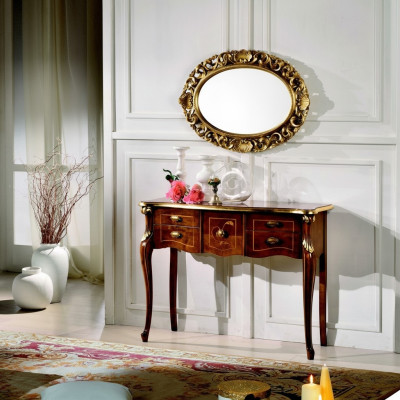 Style de meubles italiens en bois Baroque Ensemble de console de luxe avec miroir et buffet 2 pièces neuf