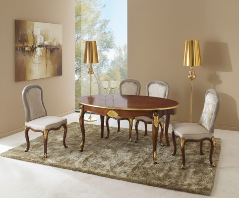 Ensemble de salle à manger de luxe 5 pièces comprenant une table de salle à manger et 4 chaises du groupe de mobilier italien.