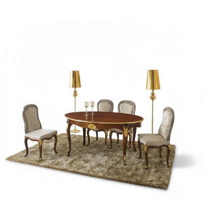 Ensemble de salle à manger de luxe 5 pièces comprenant une table de salle à manger et 4 chaises du groupe de mobilier italien.