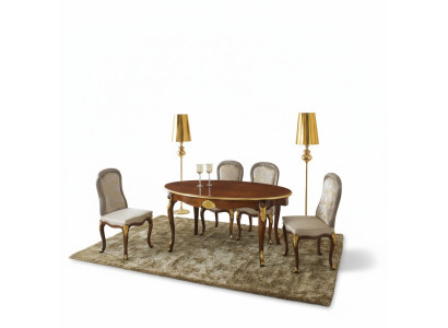 Ensemble de salle à manger de luxe 5 pièces comprenant une table de salle à manger et 4 chaises du groupe de mobilier italien.