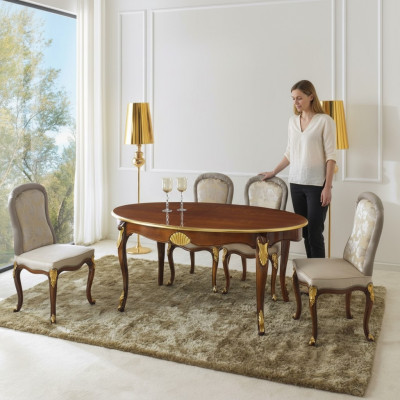 Table ovale Mobilier italien Table à manger de luxe Salle à manger Bois Style classique r