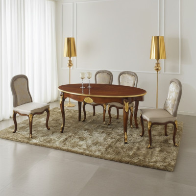 Table ovale Mobilier italien Table à manger de luxe Salle à manger Bois Style classique r