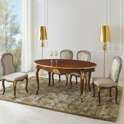 Table ovale Mobilier italien Table à manger de luxe Salle à manger Bois Style classique r