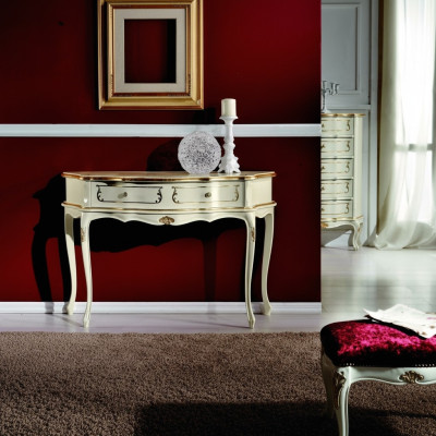 Mobilier design Style Baroque Table console de luxe Table italienne en bois blanc Tables