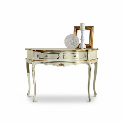 Mobilier design Style Baroque Table console de luxe Table italienne en bois blanc Tables