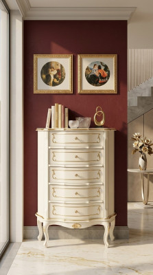 Meubles de designer de style baroque de luxe en italien, garde-robe blanche commode