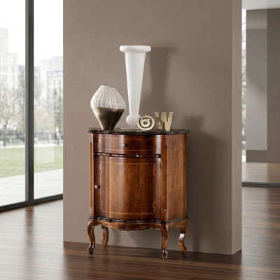 Meuble italien en bois de style baroque brun, neuf, commode buffet.