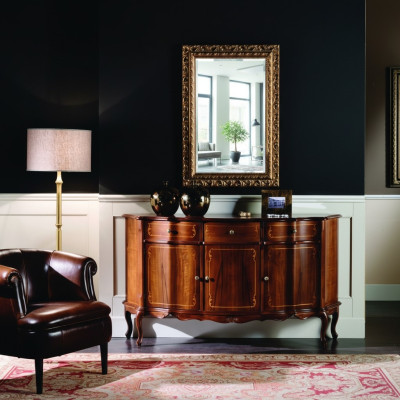 Chic Bois Mobilier Italien de Luxe Ensemble de 2 pièces Mobilier Style Baroque Commode