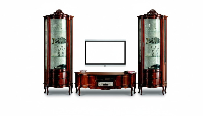 Meubles de salon de style de vie de luxe italienne Vitrine Armoire Baroque Ensemble de style Rococo
