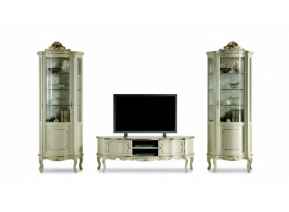 Ensemble de conception Suite de 3 pièces Meuble TV avec 2x Vitrine Mobilier de luxe italien de style baroque