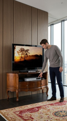 Meuble TV Armoire Meuble italien Buffet TV Buffet Bas en bois pour salon