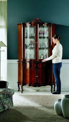 Meubles de design en bois de luxe italien de style baroque Armoire Vitrine Marron Salon neuf