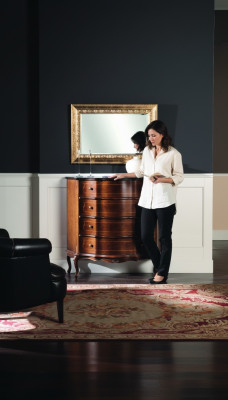 Commode en bois, meuble baroque avec miroir, ensemble de 2 pièces, luxe italien.