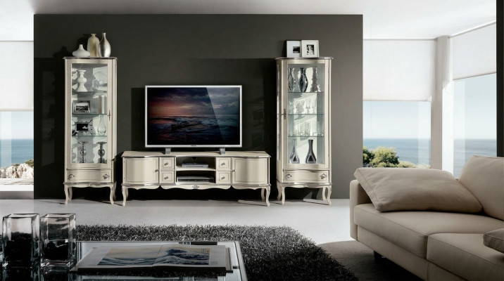 Jeu chic de 3 pièces suite de meubles TV avec 2 vitrines murales de meubles italiens armoire