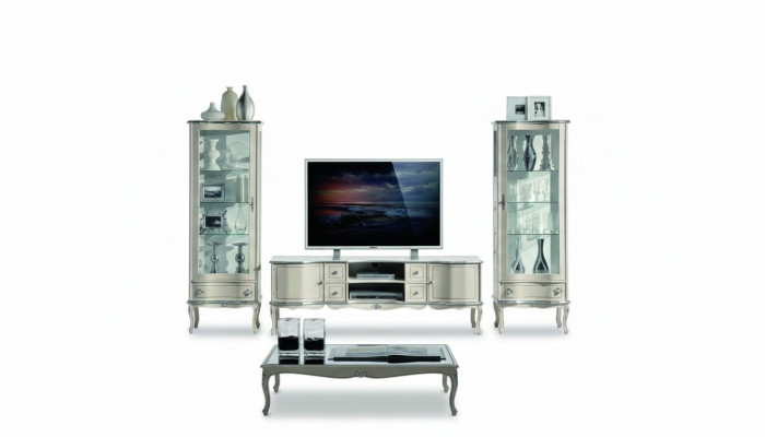 Jeu chic de 3 pièces suite de meubles TV avec 2 vitrines murales de meubles italiens armoire