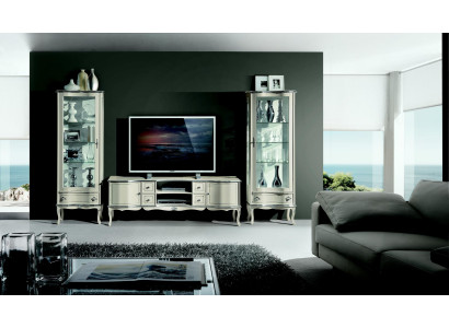 Jeu chic de 3 pièces suite de meubles TV avec 2 vitrines murales de meubles italiens armoire