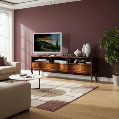 Meuble bas de télévision en bois italien - Buffet TV - Meuble TV long - Armoire - Mobilier de luxe pour salon nouveau