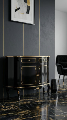 Meuble en bois italien de luxe commode Buffet noir Luxe Armoire