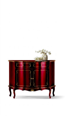 Meuble de rangement de luxe en bois italien - Commode rouge Buffet Armoire Salon
