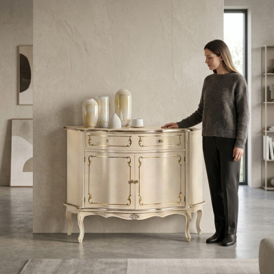 Meuble de rangement de luxe en bois italien - Commode Buffet blanc Armoire Salon