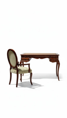 Mobilier en bois Luxueux Ensemble de bureau 2 pièces Bureau Fauteuil Tables italiennes Baroque
