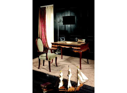 Mobilier en bois Luxueux Ensemble de bureau 2 pièces Bureau Fauteuil Tables italiennes Baroque
