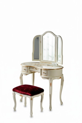 Groupe de 2 pièces ensemble style classique tabouret table console avec meuble miroir