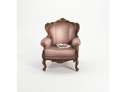 Chic Fauteuil baroque de luxe de designer rose en bois italien Mobilier de salon nouveau