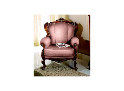 Chic Fauteuil baroque de luxe de designer rose en bois italien Mobilier de salon nouveau