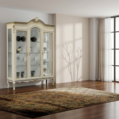 Design Mobilier en bois de luxe italien Armoire Baroque Vitrine Blanc Salon xxl neuf