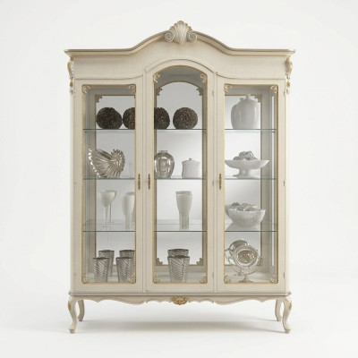 Design Mobilier en bois de luxe italien Armoire Baroque Vitrine Blanc Salon xxl neuf