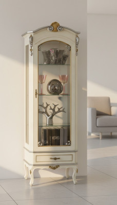 Meuble de luxe classique en bois Vitrine blanche Vitrine chic Mobilier italien neuf