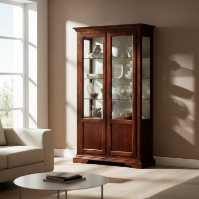 Meubles de luxe en bois italiens de designer chic, style baroque, armoire vitrine salon