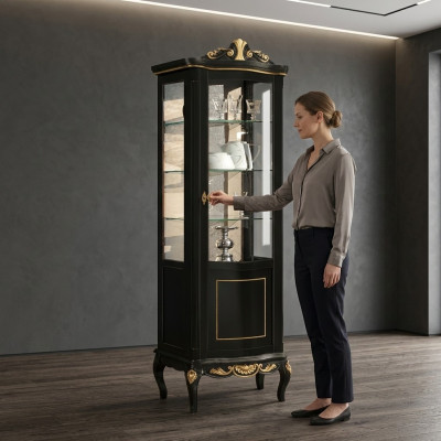 Concepteur italien Chic Mobilier en bois Style baroque Armoire de luxe Vitrine Salon
