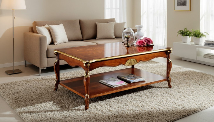 Conception Bois Meubles Italiens Style Baroque Marron Table Basse Table de Salon nouvelle