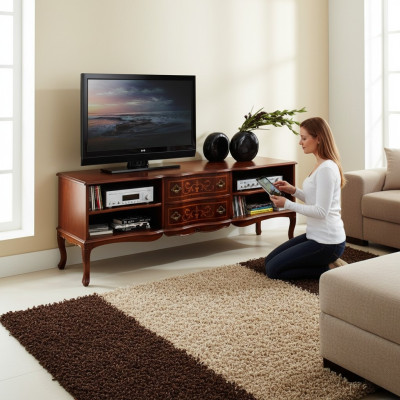 Meuble de salon en bois italien Buffet pour télévision Meuble bas pour télévision Buffet long Armoire de salon