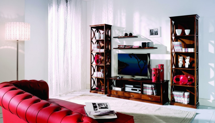 Ensemble de luxe de 5 pièces pour salle de séjour armoire TV 2 bibliothèques 2 étagères meubles étagères
