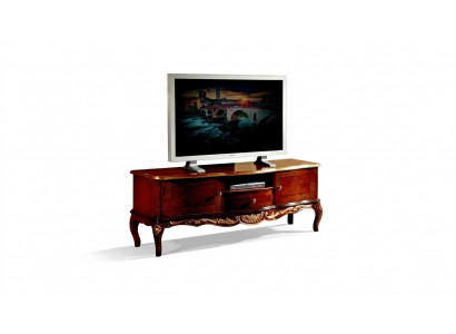 Armoire TV baroque en bois design avec 2 portes, tiroir et étagère Italie.