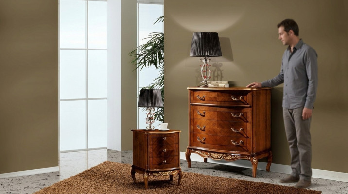 Meubles baroques italiens Table de chevet Chambre Petite commode en bois Marron neuf