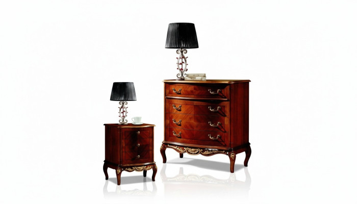 Meubles baroques italiens Table de chevet Chambre Petite commode en bois Marron neuf