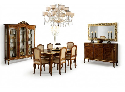 Table à manger 6 Chaises Vitrine Commode Miroir Ensemble de salle à manger complet 10 pièces
