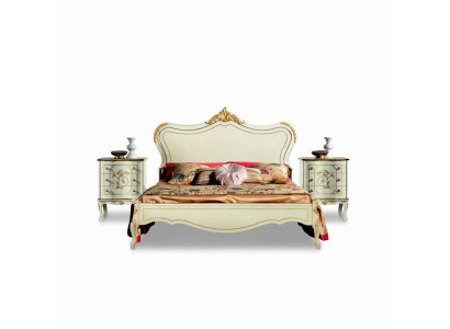 Lit de luxe 180*195cm avec tête de lit en bois et 2 tables de chevet, nouveau mobilier italien
