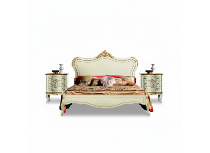 Lit de luxe 180*195cm avec tête de lit en bois et 2 tables de chevet, nouveau mobilier italien
