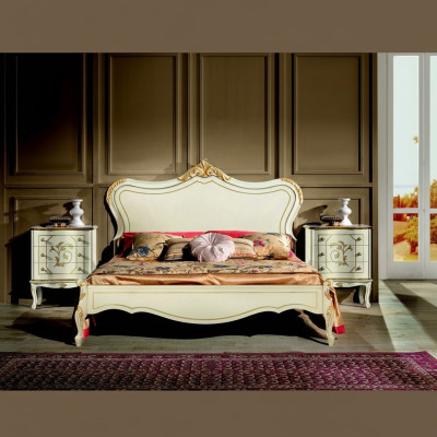 Design de luxe Lit Classique Cadre de lit Bois Style Baroque Meubles Italiens