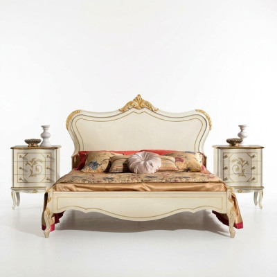 Design de luxe Lit Classique Cadre de lit Bois Style Baroque Meubles Italiens