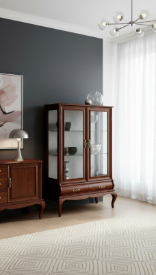 Meubles classiques en bois brun Vitrine Chic vitrine Mobilier italien
