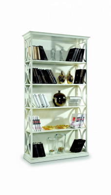 Concevoir des étagères de livres de luxe, blanches et classiques, en bois pour armoire de style italien.